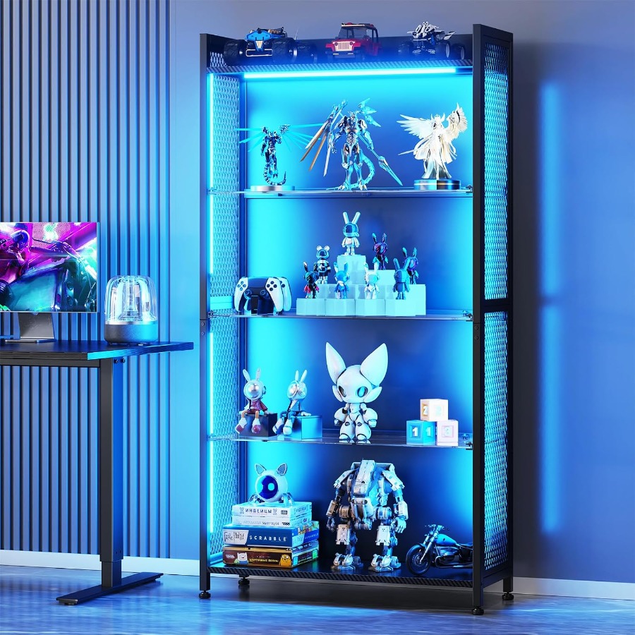 Lighting - ตู้โชว์แบบ 4 ชั้น พร้อมชั้นวางกระจกนิรภัย ไฟ LED