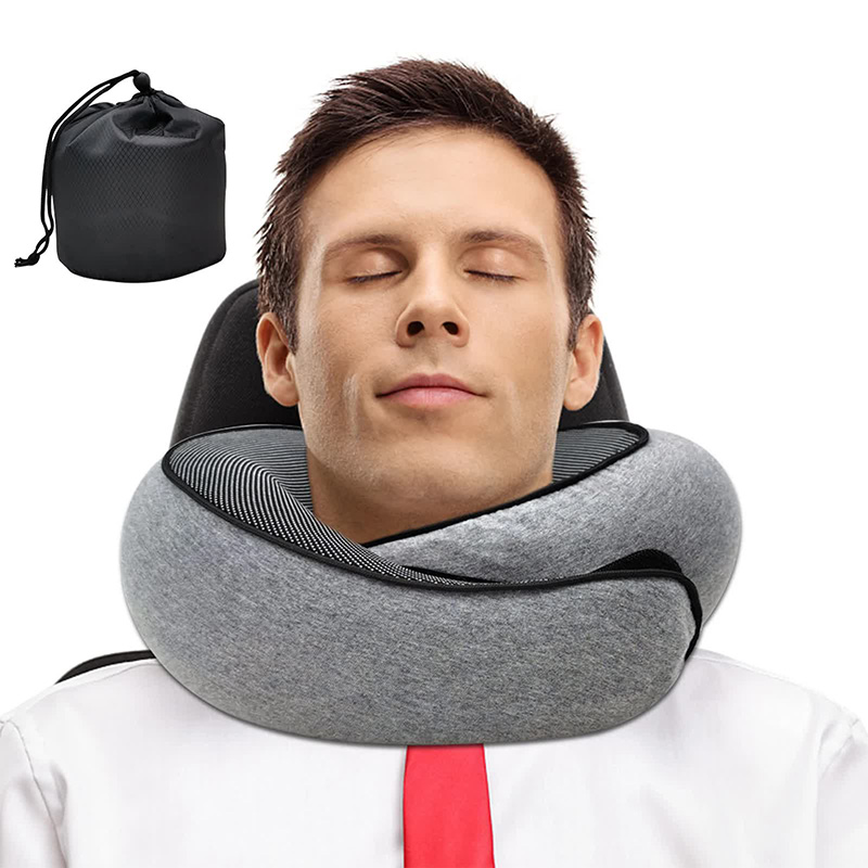 Anti Snore Contour Pillow - หมอนรองคอสำหรับเดินทาง เมมโมรี่โฟม รูปทรงตัวยู แบบหอยทาก พกพาสะดวก ปรับได้