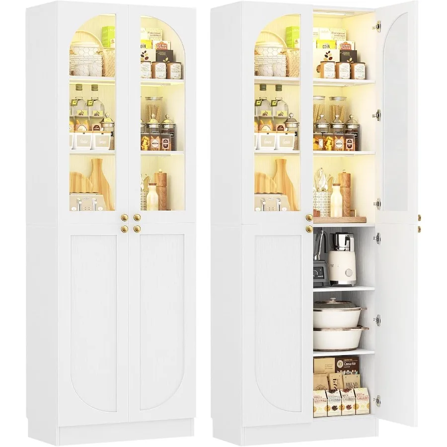 Kitchen - ตู้เก็บของในครัว ประตูทำจากกระจกนิรภัย สีดำ พร้อมไฟเซ็นเซอร์ตรวจจับการเคลื่อนไหว