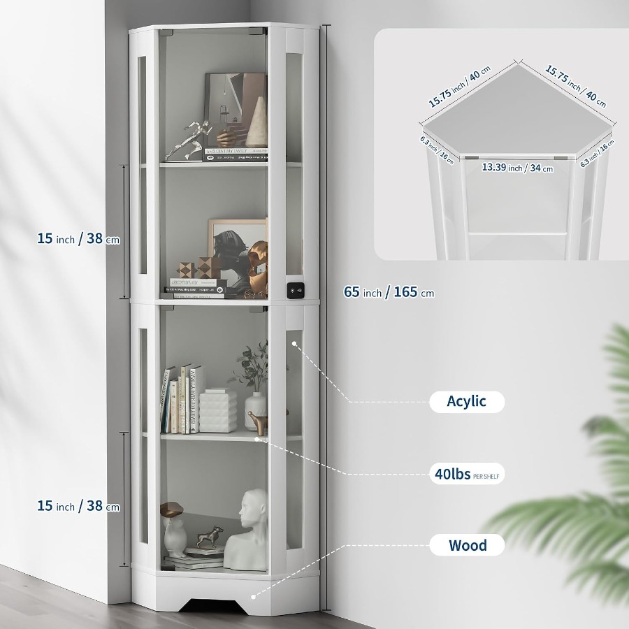 ตู้โชว์มุมสำหรับห้องนั่งเล่น ท - Lighting บทวิจารณ์และราคา