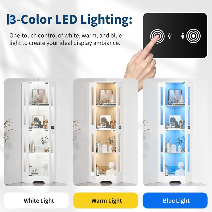 ตู้โชว์มุมสำหรับห้องนั่งเล่น ท - Lighting บทวิจารณ์และราคา